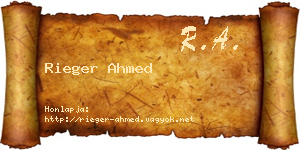 Rieger Ahmed névjegykártya